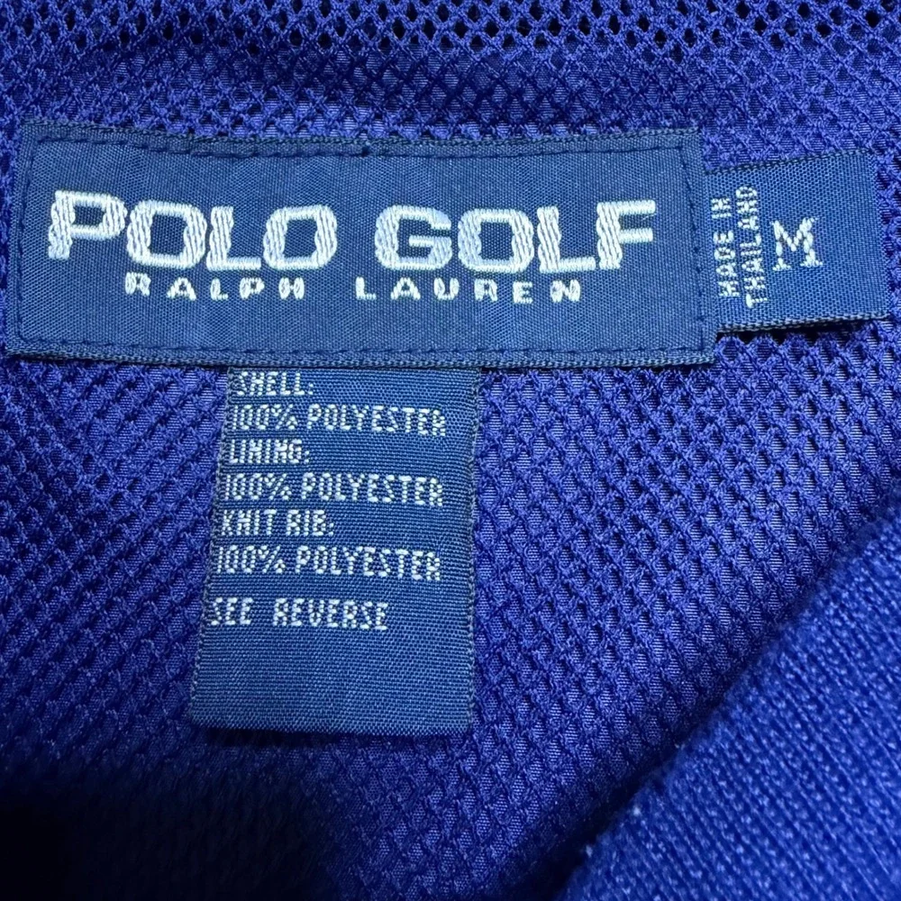 Polo Golf Windshirt Mens M Navy Blue Pullover Mesh Lined Crest Logo Y2K